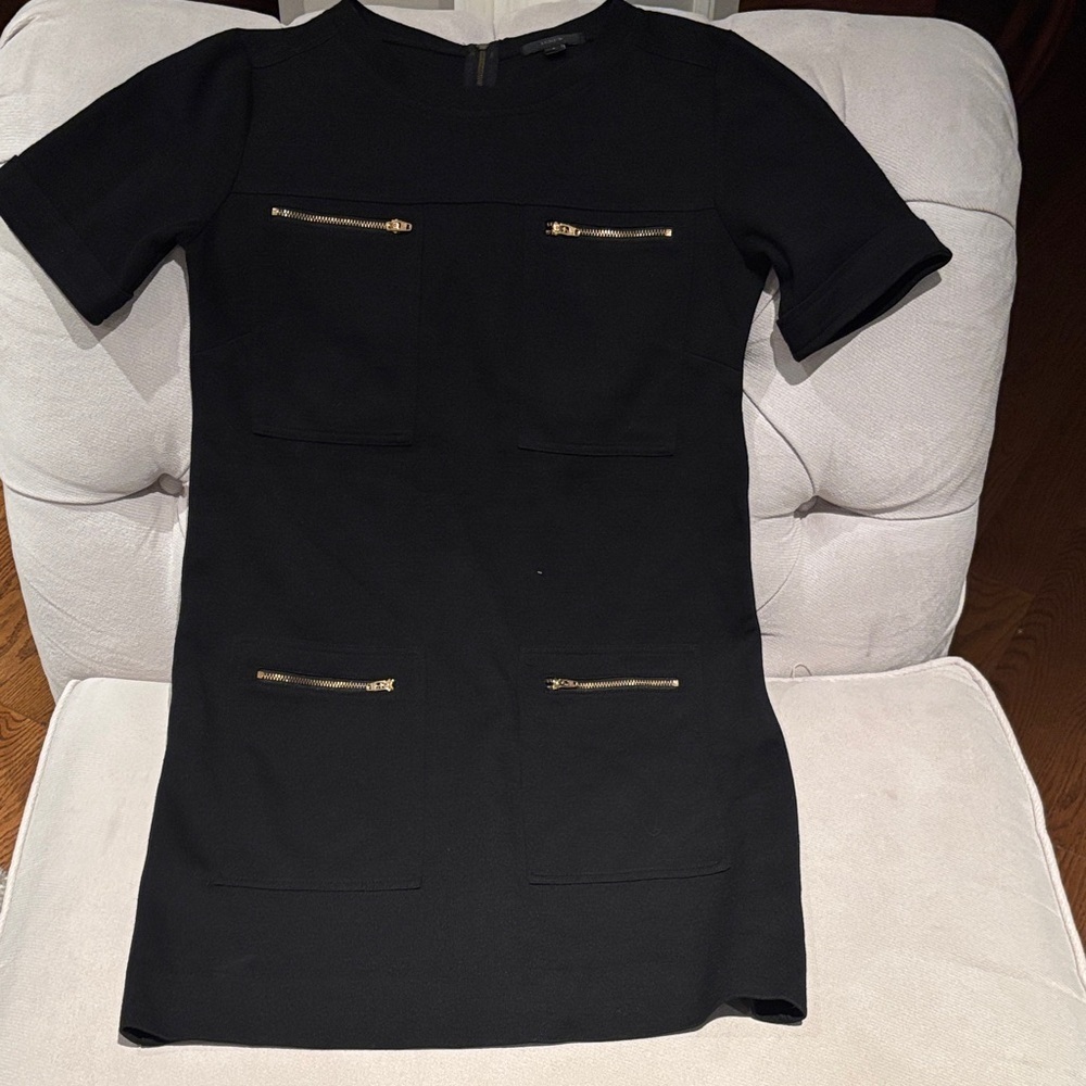 J. Crew Black Mini Dress with Gold Zippers